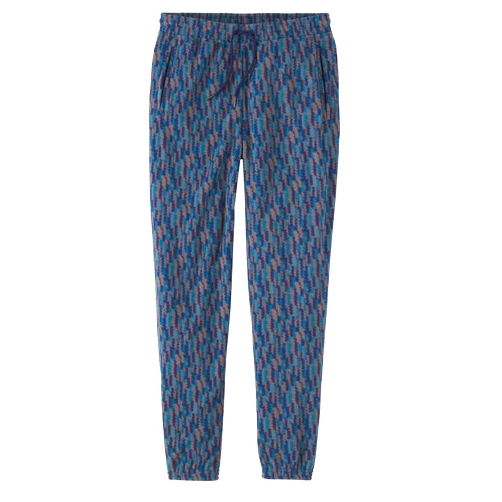 SMALL-Patagonia Micro D Fleece Joggers in Climbing Trees Ikat: Sound Blue